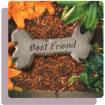 A dog bone shaped stepping stone with the words " best friend ".